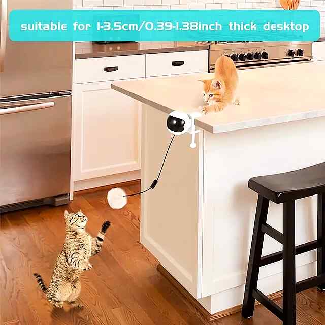 Інтерактивна іграшка-кулька YoYo для кішок з підйомом та обертанням, біла - 2 фото товару