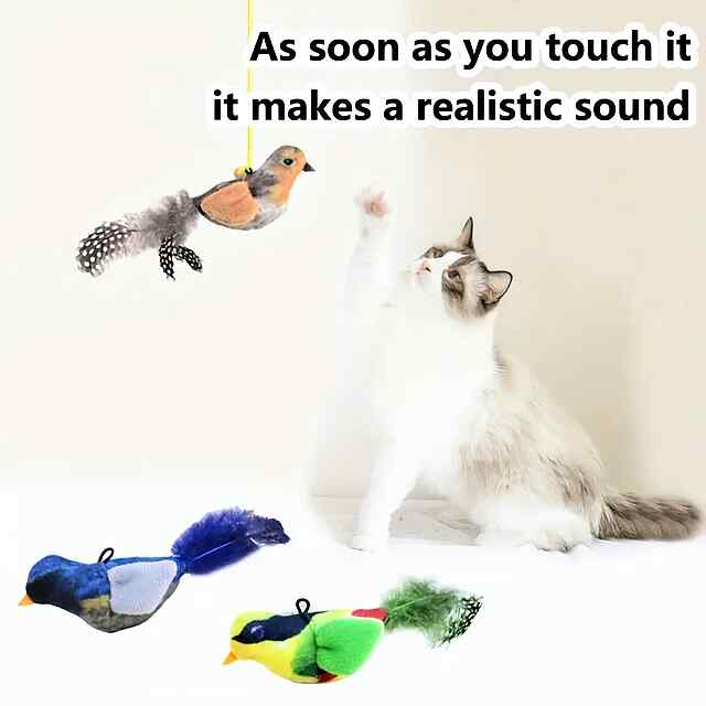 Інтерактивна іграшка Синя пташка для котів із котячою м'ятою та звуком - 3 фото товару