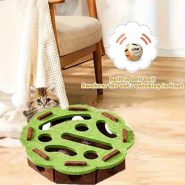 Інтерактивна рибальська іграшка для котів Весела Коробка з 2 м'ячиками (30х30см)