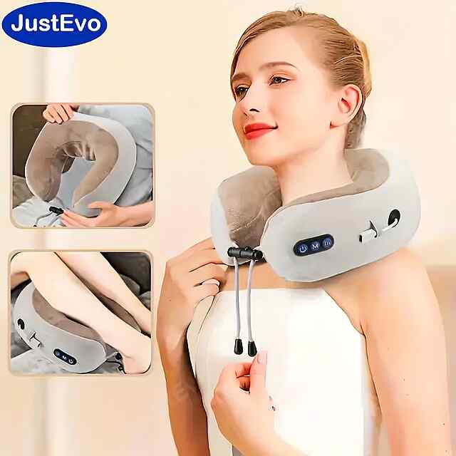 JUSTEVO U-образний масажер шиї з гіпоалергенним матеріалом, USB-живлення - 2 фото товару