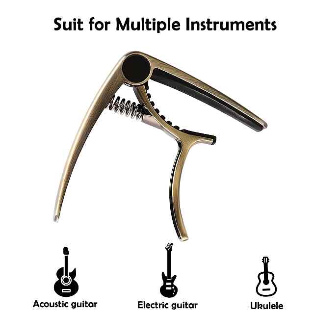 Каподастр для гітари, цинковий сплав, бронзовий, з мішечком - 3 фото товару