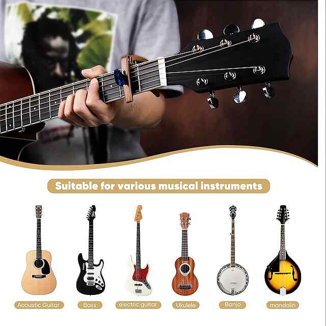 Каподастр гітарний преміум під дерево з тримачем для медіатора - 1 фото товару