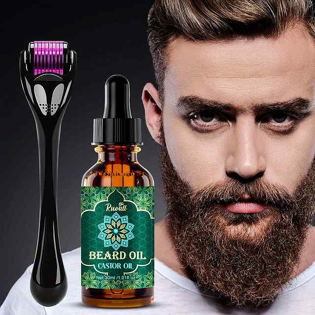 Касторова олія з мезоролером для густої бороди 30 мл