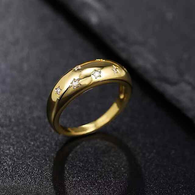 Колечко жіноче з камінчиками-зірочками, розмір 7 (PROM20) - 2 фото товару