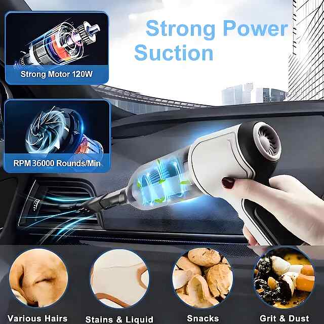 Компресор продувний/пилосос 2-в1 для ПК та електроніки. Потужний   щітки в комплекті! - 2 фото товару