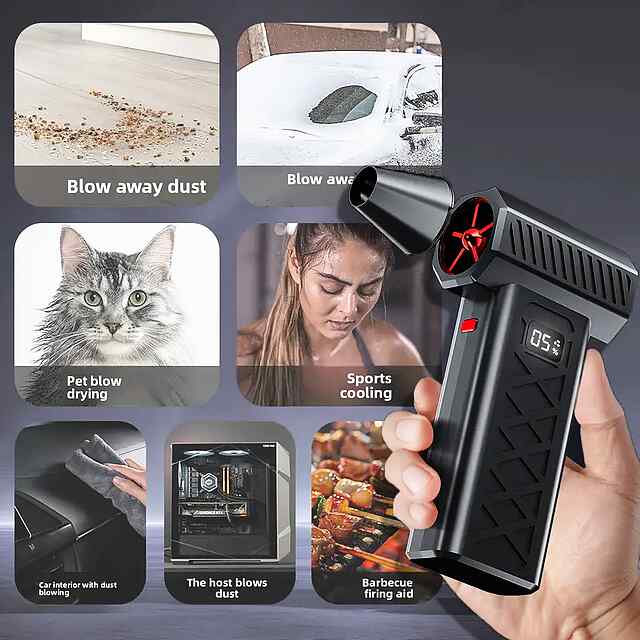 LED компресор-вентилятор для кемпінгу та прибирання: багатофункціональний, портативний, потужний. - 1 фото товару