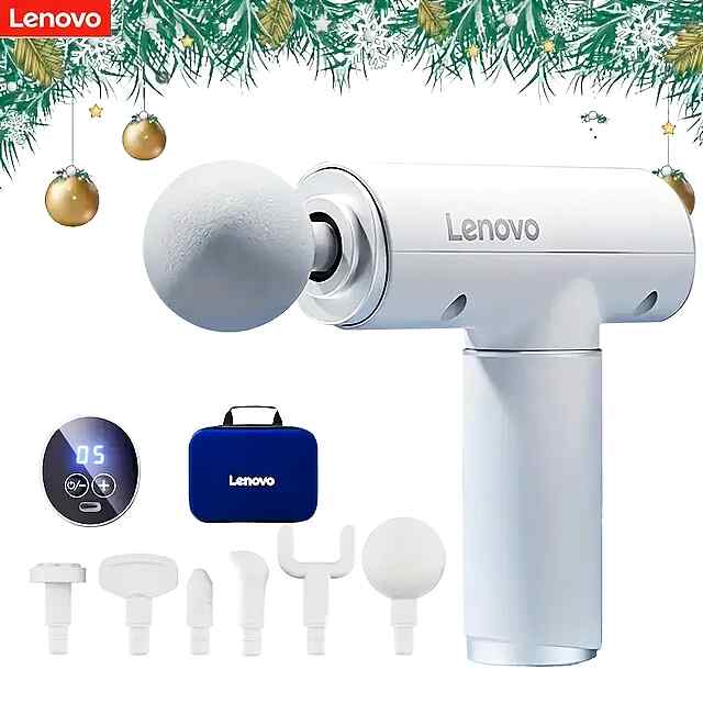 Масажний пістолет Lenovo USB 6 насадок 5 режимів для болю та розслаблення м'язів Україна