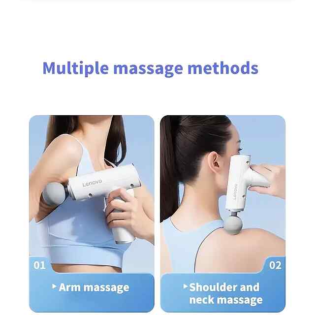 Масажний пістолет Lenovo USB 6 насадок 5 режимів для болю та розслаблення м'язів Україна - 3 фото товару