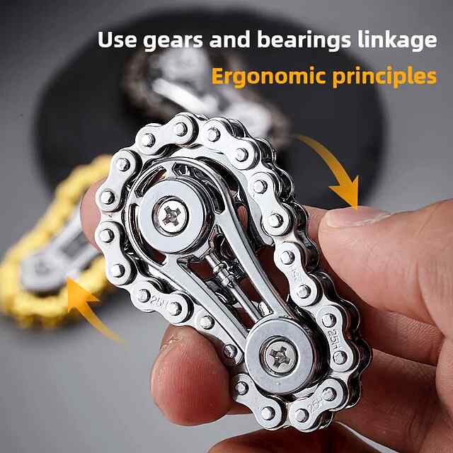 Металевий EDC спінер антистрес: зірочки, ланцюги, стильний дизайн, плавне обертання - 3 фото товару