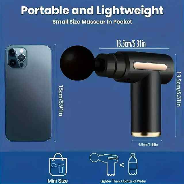 Міні масажер для тіла - вібропістолет з насадками, портативний. - 2 фото товару