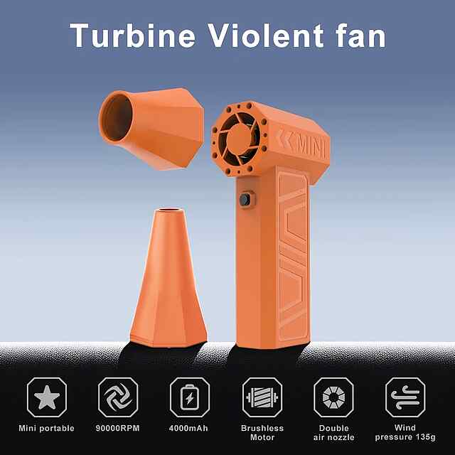 Ультра-Потужний Міні Турбо-Вентилятор 4000mAh - Компактний Охолоджувач з Регулюванням Швидкості