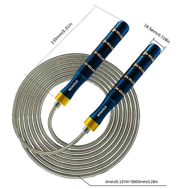 MOGOLD Професійна регульована скакалка для фітнесу, боксу та кросфіту - 2 фото товару