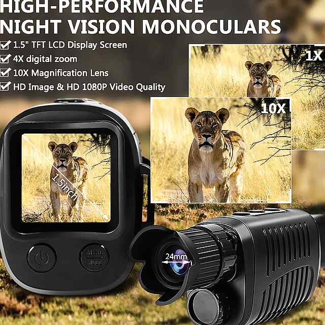 Монокуляр нічного бачення 1080P HD з ІЧ-камерою і 5x зумом для полювання - 2 фото товару
