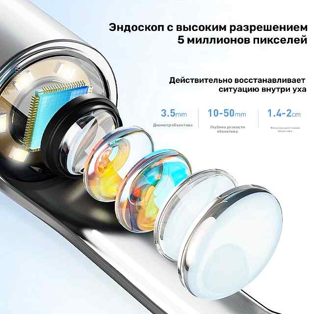 Набір для Видалення Сірки з Вух Wi-Fi Камерою та Підсвіткою 7 предметів - Чистка Безпечно ???????? - 2 фото товару