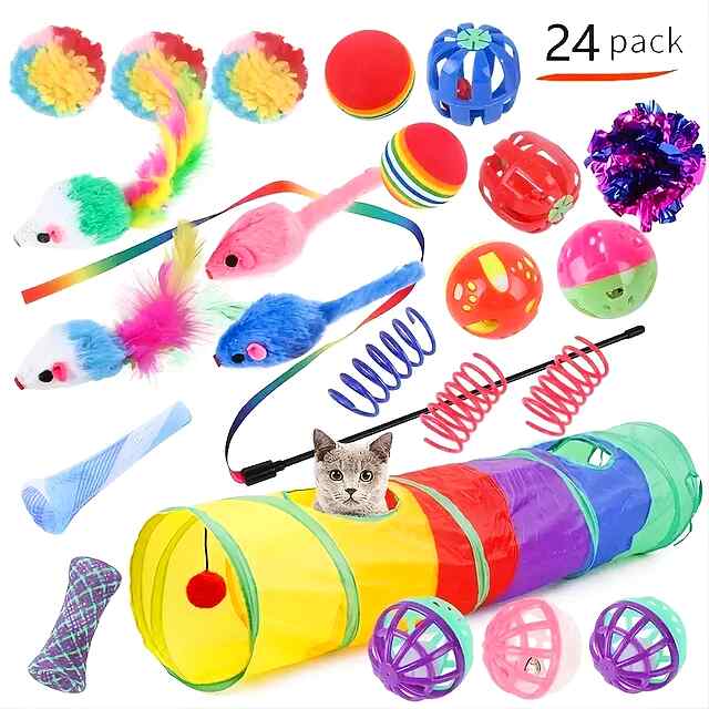 Набір іграшок для котів: тунель паличка м'ячики для забав та розвитку