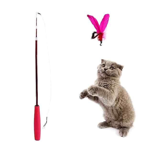 Набір іграшок для котів з пірʼям та дзвіночком на вудці. Активна гра, тренування та розваги!