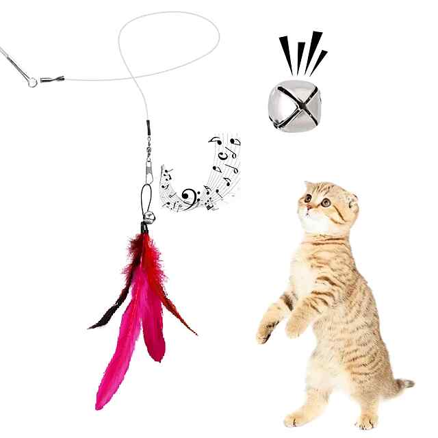 Набір іграшок для котів з пірʼям та дзвіночком на вудці. Активна гра, тренування та розваги! - 1 фото товару