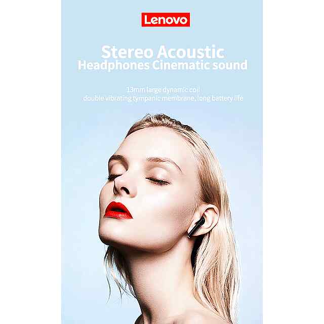 Навушники Lenovo Bluetooth 5.0 White шумозаглушення до 5 годин роботи водонепроникні Україна - 2 фото товару