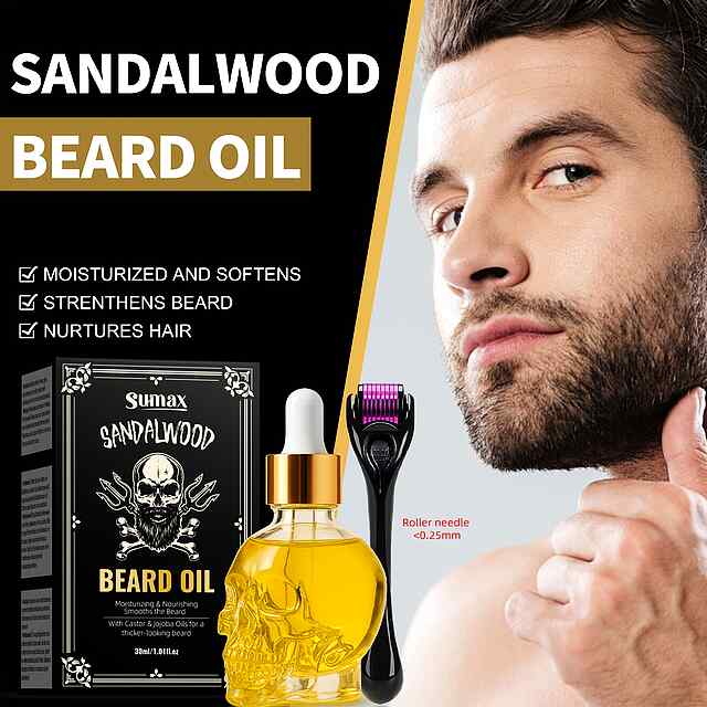 Олія для бороди   дермароллер (мезоролер) SUMAX – сандалове дерево  рослин. компоненти 0,25 мм - 1 фото товару