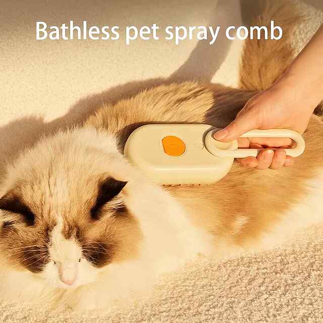 Парова щітка для собак і котів - масажер-спрей, хакі - 3 фото товару