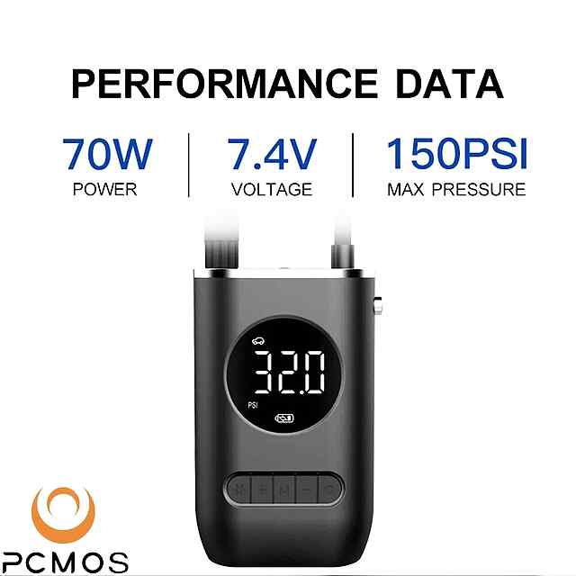Портативний бездротовий автомобільний компресор з цифровим дисплеєм, 150 PSI