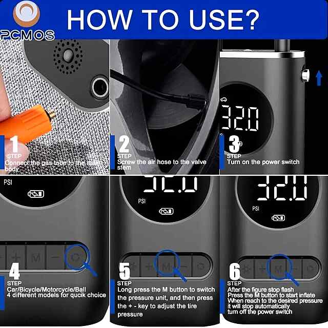 Портативний бездротовий автомобільний компресор з цифровим дисплеєм, 150 PSI - 1 фото товару