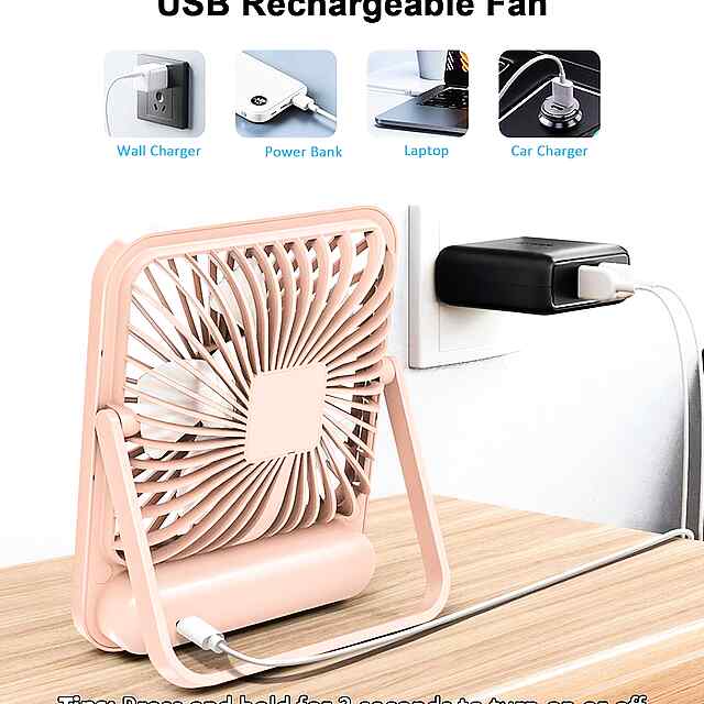 Портативний складаний вентилятор на акум. 180°, дисплей, 5 швидкостей, USB-зарядка - 1 фото товару
