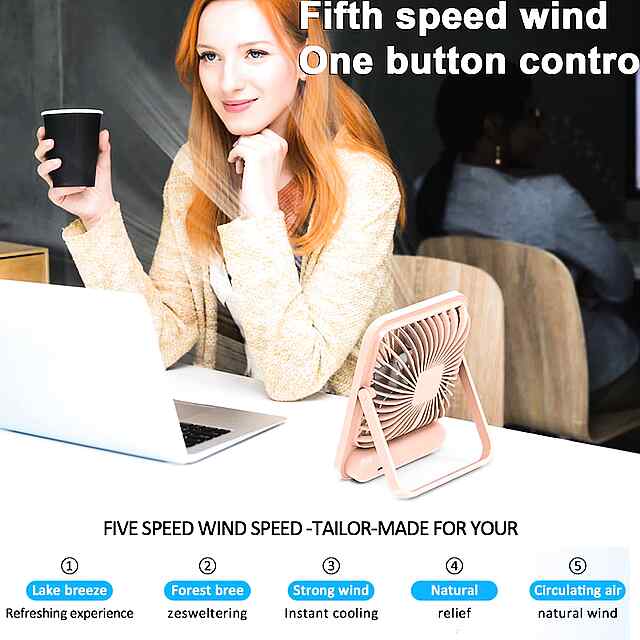 Портативний складаний вентилятор на акум. 180°, дисплей, 5 швидкостей, USB-зарядка - 3 фото товару
