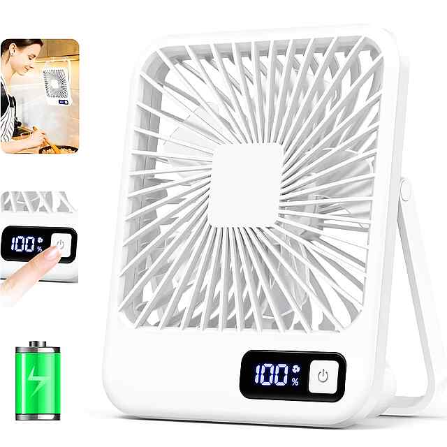 Портативний складаний вентилятор з дисплеєм, 5 швидкостей - для дому/офісу.