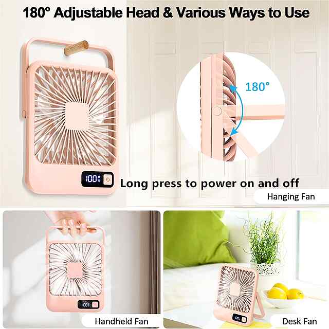 Портативний складаний вентилятор з дисплеєм, 5 швидкостей - для дому/офісу. - 1 фото товару