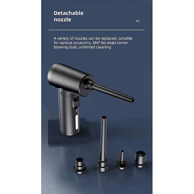 Потужний бездротовий очищувач: перезаряджається, 3 режими, LED, багатофункц - 3 фото товару