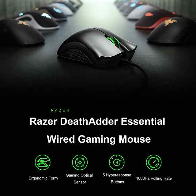 Razer Deathadder Essential, ігрова миша 6400DPI з 5 кнопками, дротова - 2 фото товару
