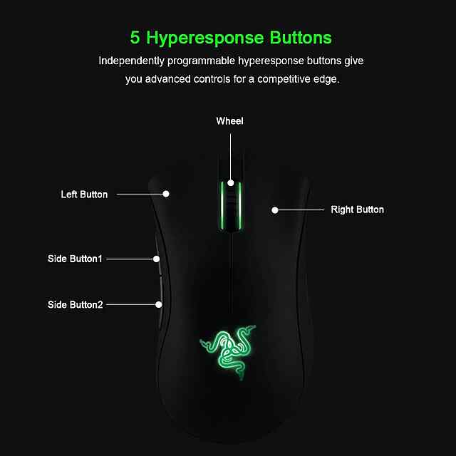 Razer Deathadder Essential, ігрова миша 6400DPI з 5 кнопками, дротова - 3 фото товару