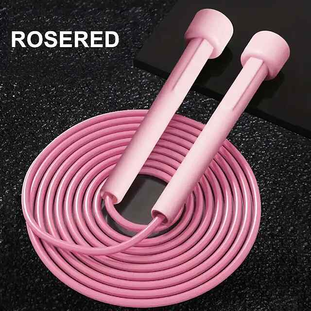 Скакалка для стрибків рожева, регульована довжина, міцна мотузка. Вправи та фітнес, від 14 років.