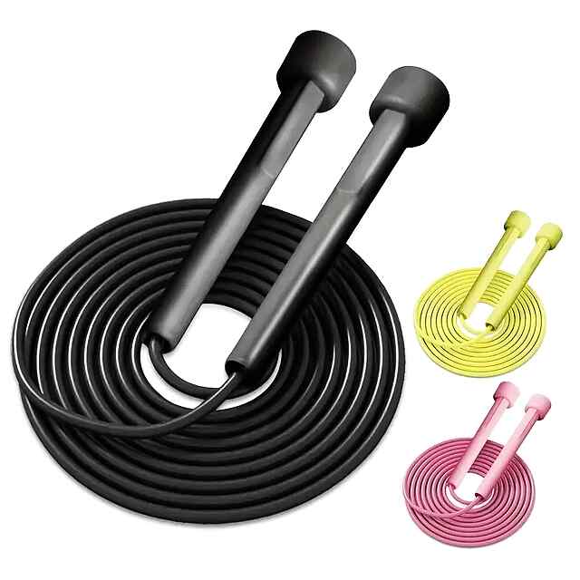 Скакалка для стрибків рожева, регульована довжина, міцна мотузка. Вправи та фітнес, від 14 років. - 3 фото товару