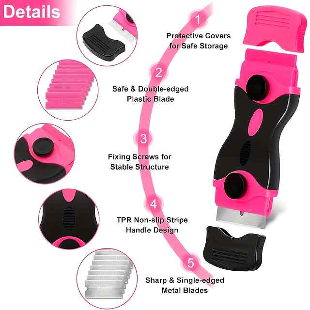 Скребок-ніж двосторонній, з запасними лезами, для видалення клею та наліпок - 2 фото товару