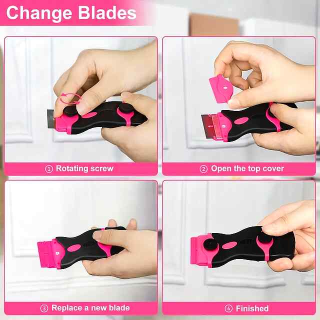 Скребок-ніж двосторонній, з запасними лезами, для видалення клею та наліпок - 3 фото товару