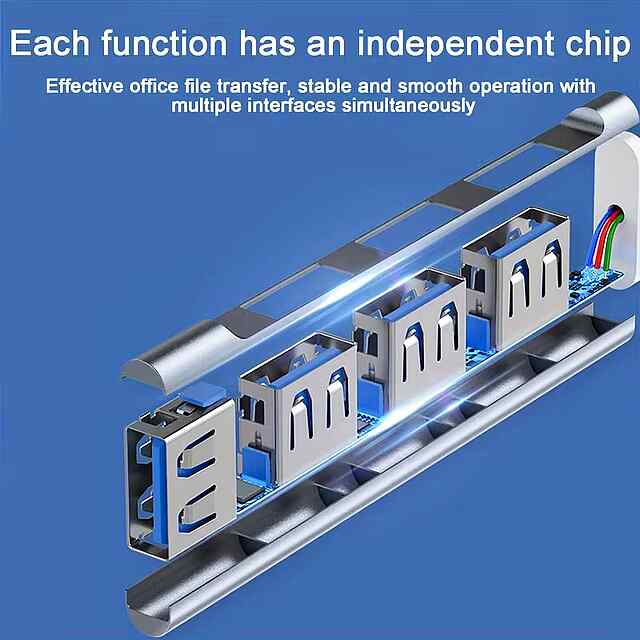 SlimUSB USB хаб Type-C - 4 порти (1х3.0   3х2.0) для ноутбуків, ПК та консолей - 2 фото товару