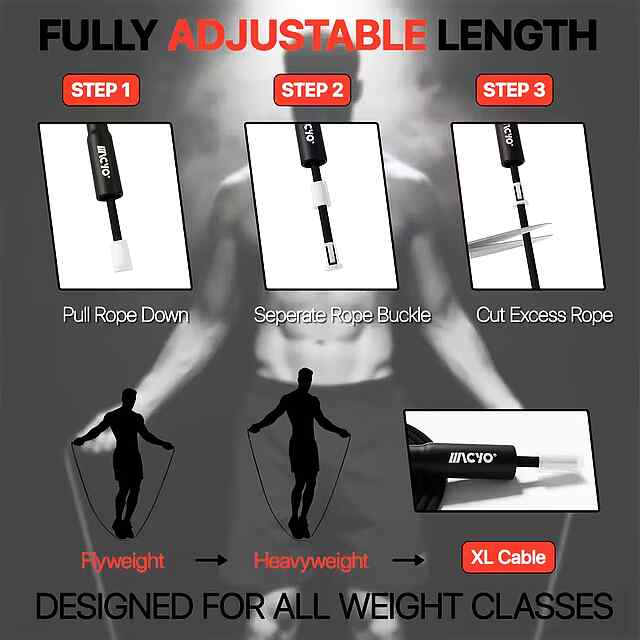 Спортивна скакалка MACYO: кардіо, фітнес, кросфіт, регульована, ПВХ 5мм. - 1 фото товару