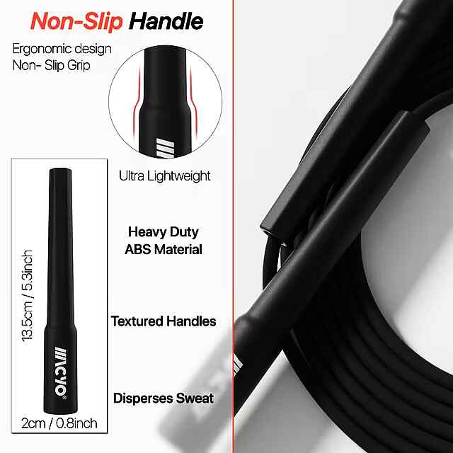 Спортивна скакалка MACYO: кардіо, фітнес, кросфіт, регульована, ПВХ 5мм. - 2 фото товару