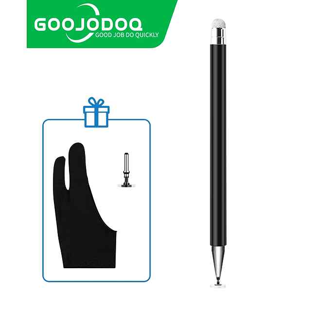 Стілус 2в1 чорний з гумкою та магнітом для iPad iPhone Android планшетів