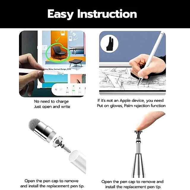 Стілус 2в1 чорний з гумкою та магнітом для iPad iPhone Android планшетів - 3 фото товару