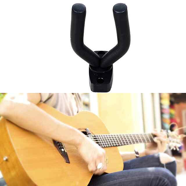 Стійка для гітари настінна, пластик ABS, чорна (з кріпленням) - 3 фото товару