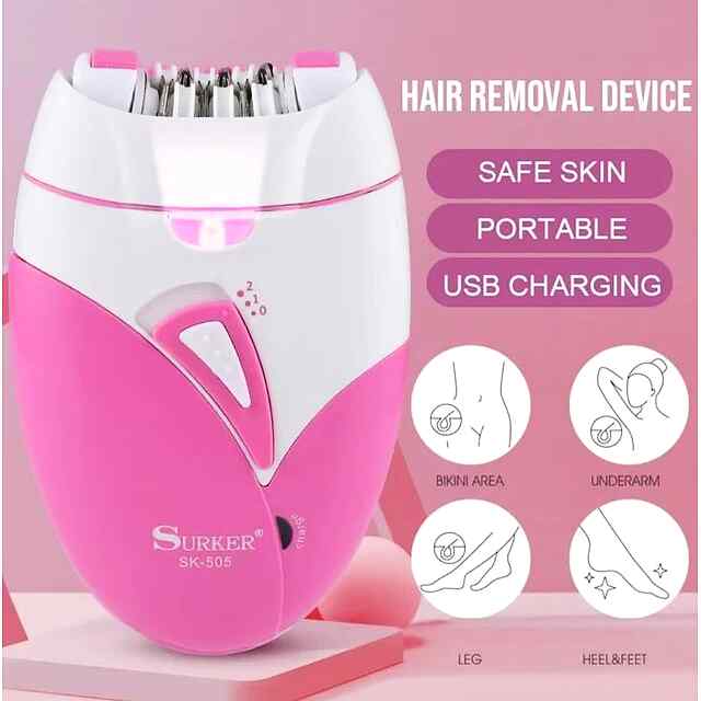 Епілятор Surker бездротовий рожевий акумуляторний видалення волосся з підсвіткою до 40хв.
