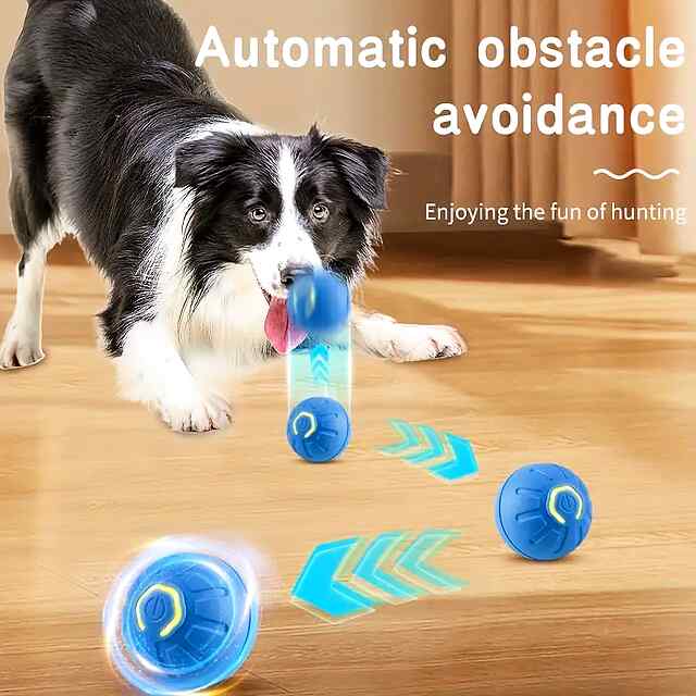 Синій інтелектуальний м'ячик з TPR для собак та котів. Діаметр 5.2 см. Іграшка зі стійким до падінь гумовим покриттям, привертає увагу тварини. Підзаряджається через USB Type-C. - 2 фото товару