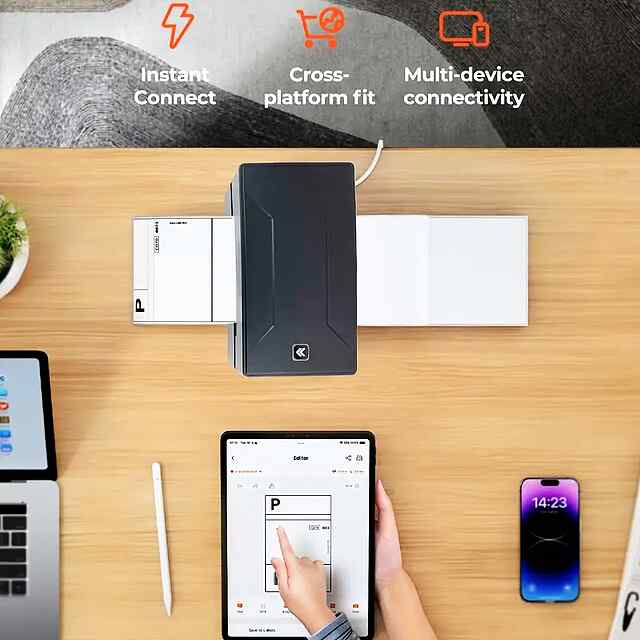 Термопринтер етикеток (500 шт у подарунок) - швидкий друк, Wi-Fi, для Нової Пошти/Rozetka - 2 фото товару