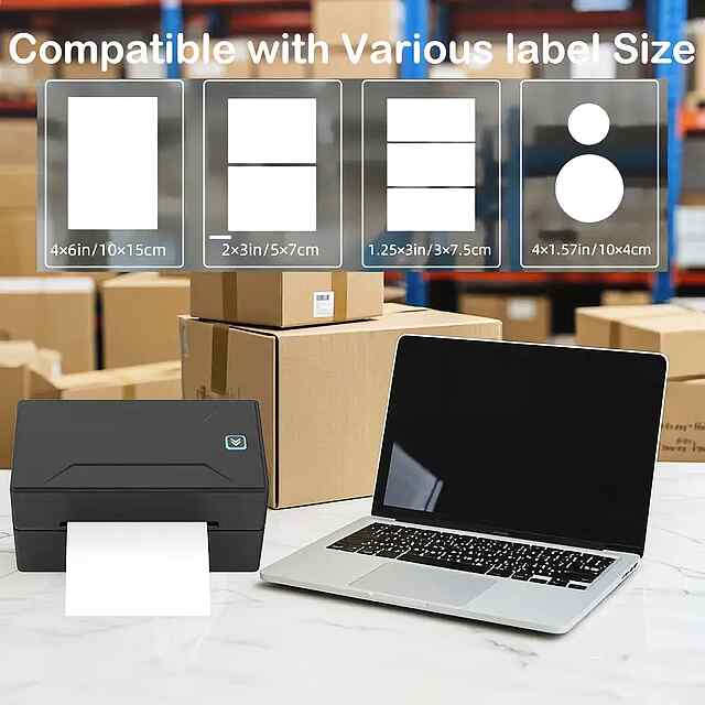Термопринтер етикеток бездротовий (чорний) для Нової Пошти/Укрпошти ПОДАРУНКИ! - 3 фото товару