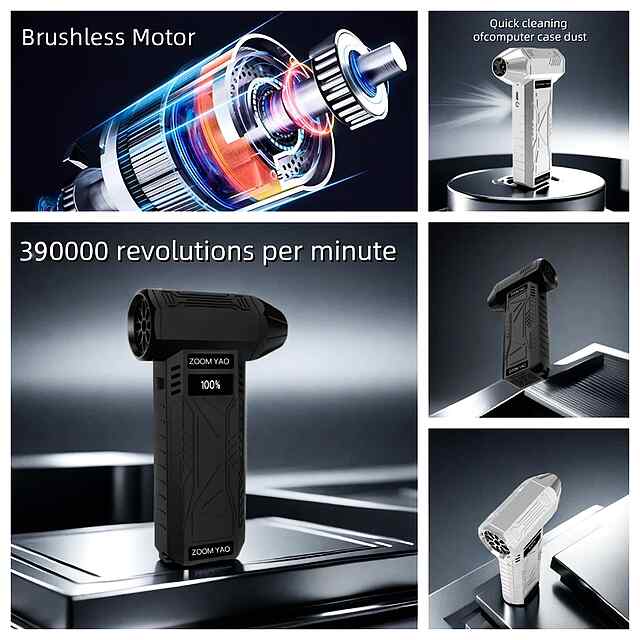 Турбовентилятор Air Duster (100 000 об/хв) з дисплеєм та LED-підсвіткою. Бездротова USB зарядка. - 2 фото товару