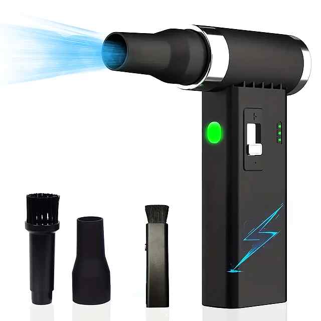 Турбовентилятор Air Duster 110 тис. об/хв: бездротовий компресор з USB-зарядкою для глибокого очищення. Плавне регулювання.