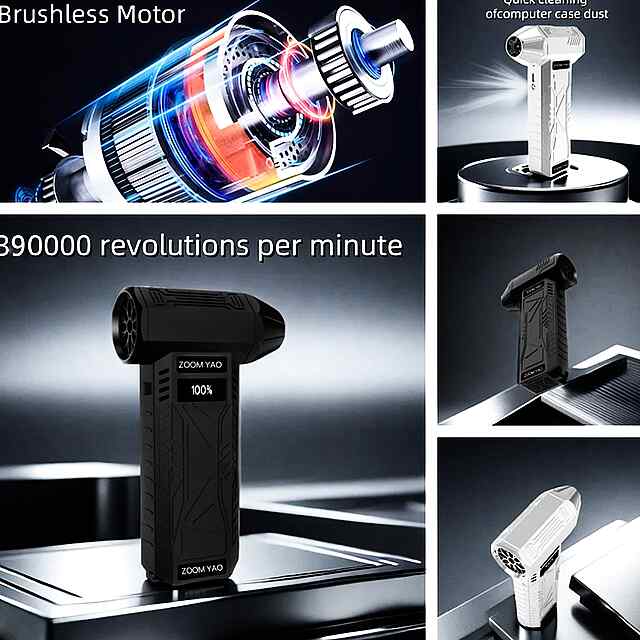 Турбовентилятор з підсвіткою USB-зарядка для очищення ПК, авто та дому. 2000мАч. - 1 фото товару